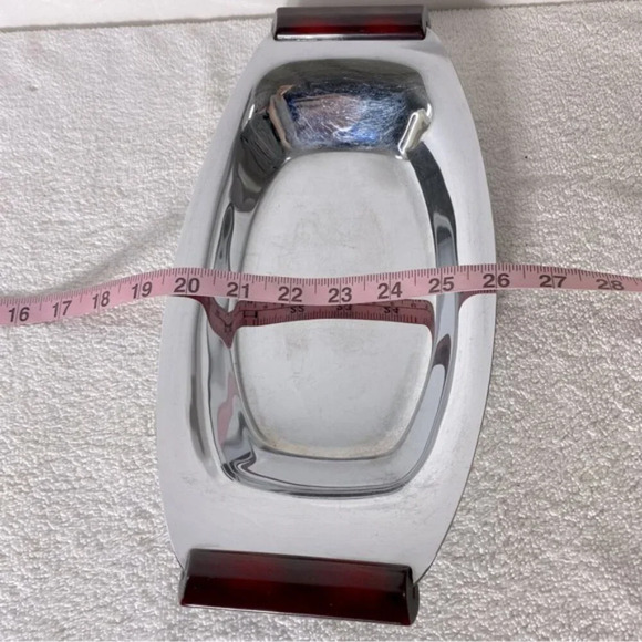 Vintage Glo Hill Gourmates Chrome Serving Tray With Bakelite Handles - Picture 10 of 11